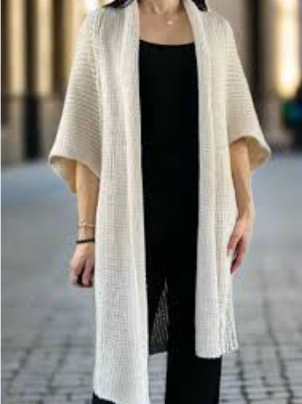 Talula Cream Open-Front Knit Duster Cardigan